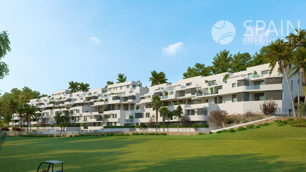 Nové apartmánové domy s výhľadom na golfové ihriská v golfovej rezidencii v Estepona