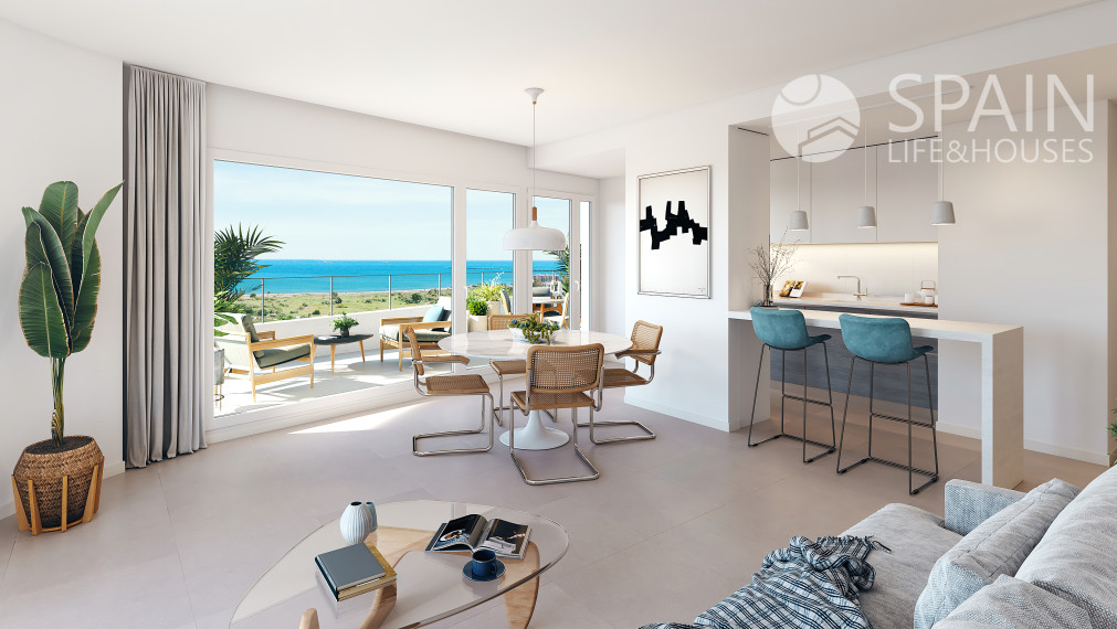 Prémiový 3 a 4 izbový apartmán s výhľadom na more v rezidenčnom komplexe s bazénmi a wellness, 800 m od mora, v blízkosti Valencie