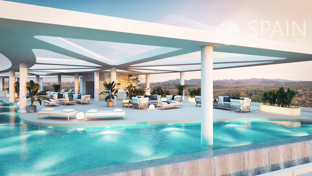 Prémiový 3 a 4 izbový apartmán s výhľadom na more v rezidenčnom komplexe s bazénmi a wellness, 800 m od mora, v blízkosti Valencie