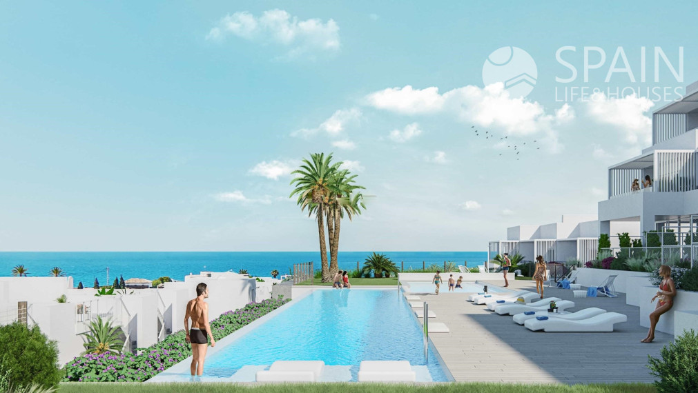 Novostavba - domy pri pláži s 2 spálňami a nádherným výhľadom na more vo Villajoyosa; Costa Blanca Sever