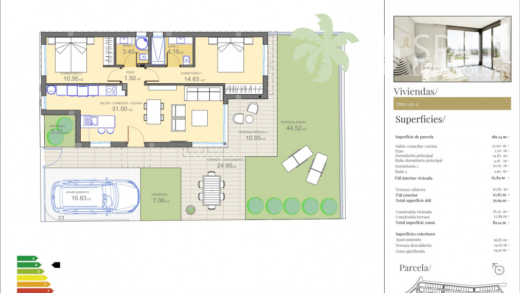 Posledné domy vo fáze E. Novostavba 2 a 3-izbových domov s bazénom, Polop de la Marina, Alicante
