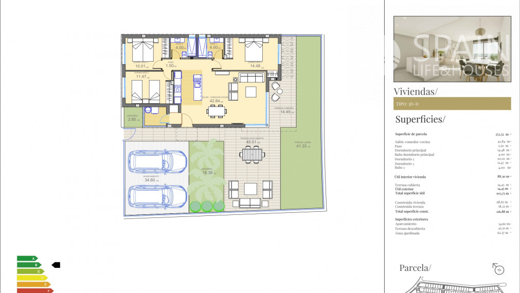 Posledné domy vo fáze E. Novostavba 2 a 3-izbových domov s bazénom, Polop de la Marina, Alicante