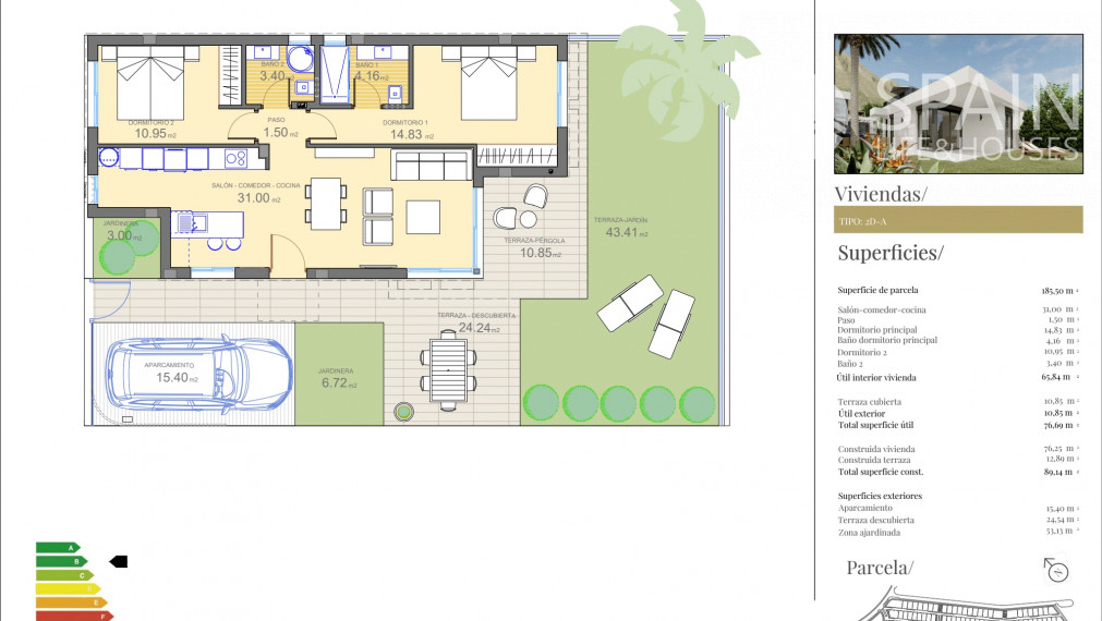 Posledné domy vo fáze E. Novostavba 2 a 3-izbových domov s bazénom, Polop de la Marina, Alicante