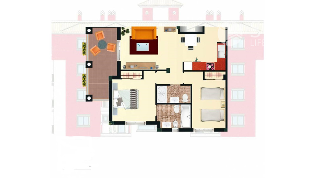 Novopostavený apartmán s 2 spálňami a 2 kúpeľňami 10 minút od pláže v Los Alcazares, Murcia, Španielsko. Dokončené.