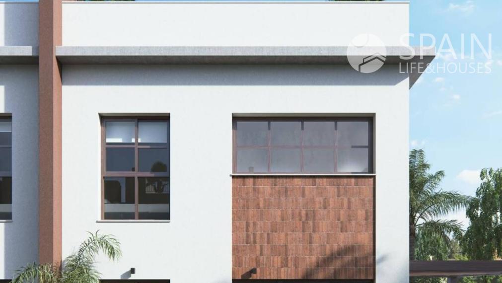 Novopostavený dvojdom s vlastným bazénom 4 km od pláže v Pilar de la Horadada, Alicante. Dodanie v druhej polovici roka 2023