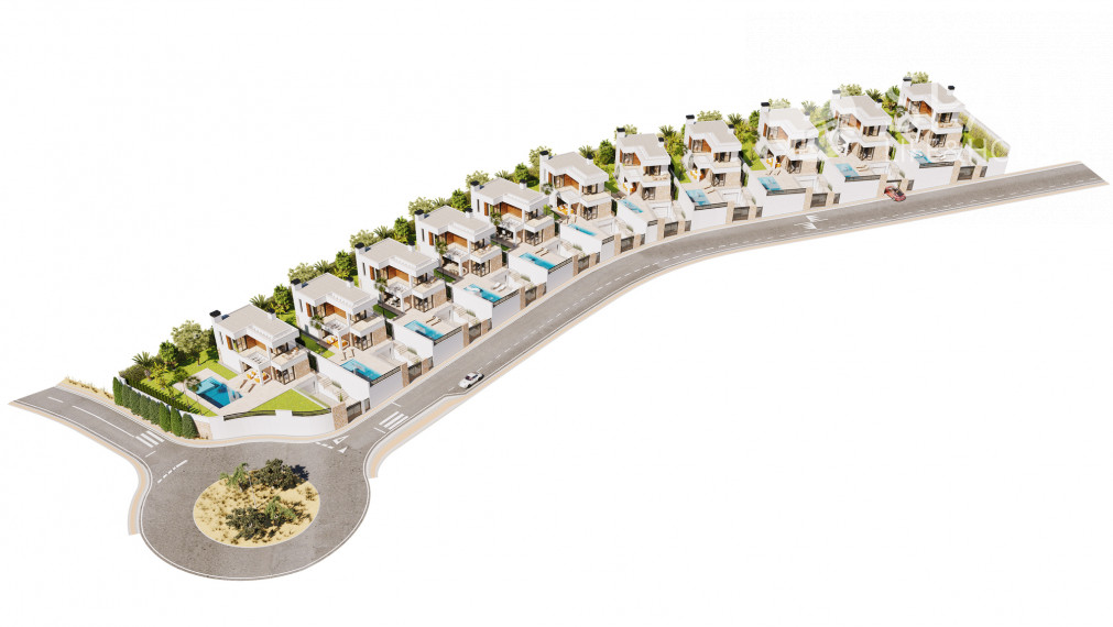 Posledná  4 spálňová vila s bazénom vo Finestrat/Benidorm, 2,5km od pláže dokončenie 2023