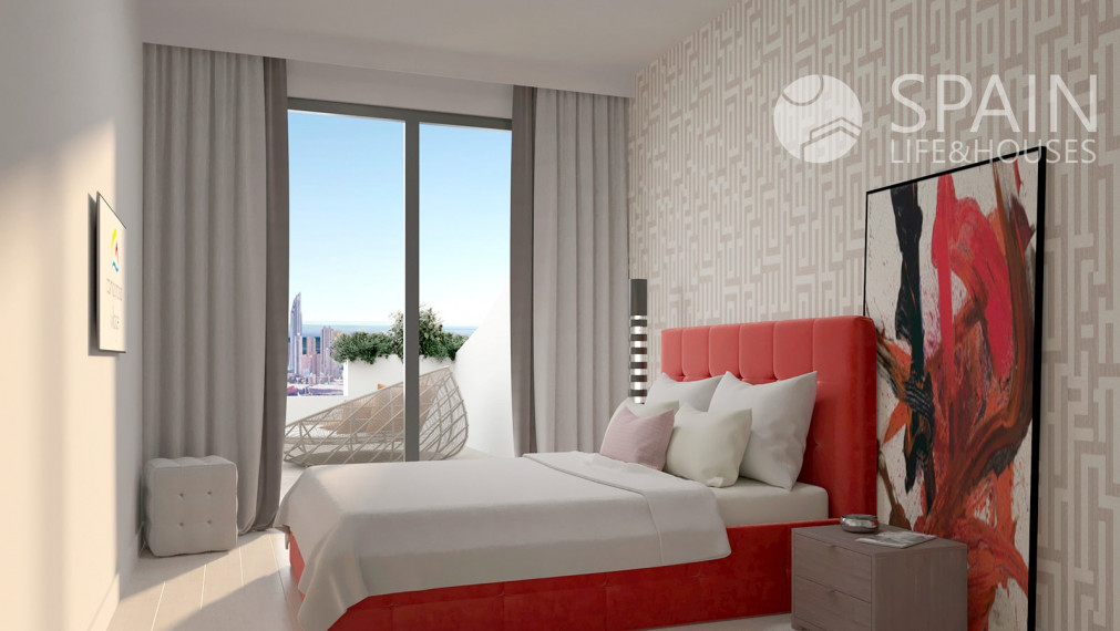 Posledné voľné apartmány s obrovskými terasami o rozlohe 40 m2 s krásnym výhľadom na more a panorámu Benidorm, Finestrat, Costa Blanca sever