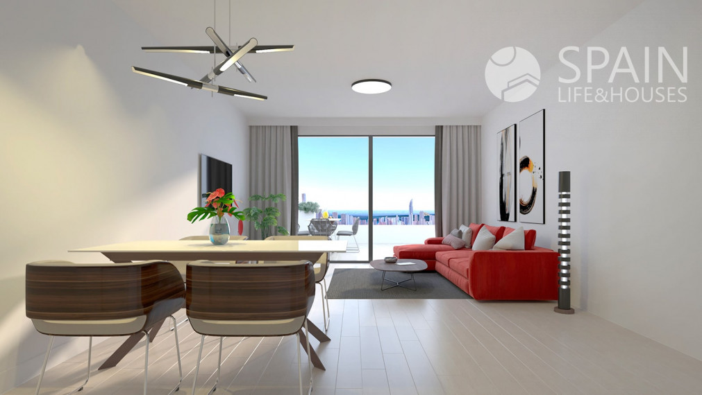 Posledné voľné apartmány s obrovskými terasami o rozlohe 40 m2 s krásnym výhľadom na more a panorámu Benidorm, Finestrat, Costa Blanca sever