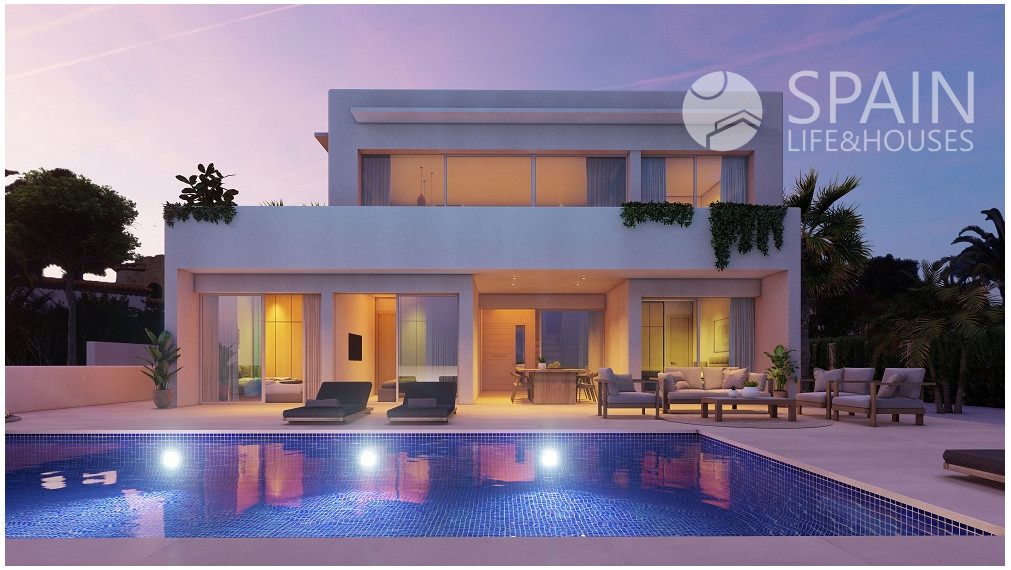 Nádherná nová luxusná vila v ibiza štýle s krásnym výhľadom na more a Peñon d'Ifach v Calpe