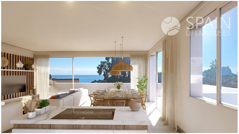 Nádherná nová luxusná vila v ibiza štýle s krásnym výhľadom na more a Peñon d'Ifach v Calpe