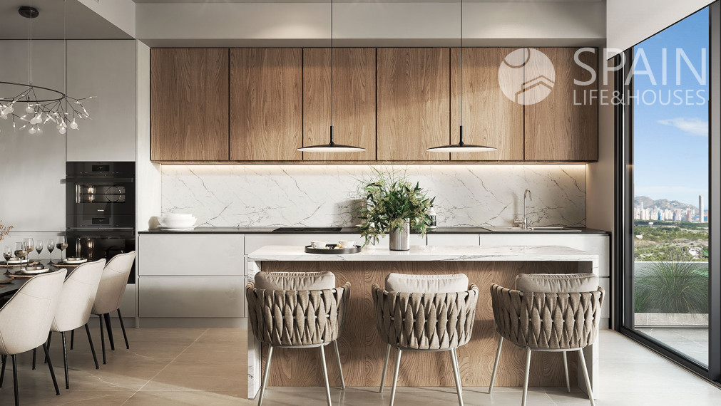 Posledné voľné apartmány s obrovskými terasami o rozlohe 40 m2 s krásnym výhľadom na more a panorámu Benidorm, Finestrat, Costa Blanca sever