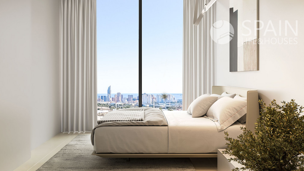 Posledné voľné apartmány s obrovskými terasami o rozlohe 40 m2 s krásnym výhľadom na more a panorámu Benidorm, Finestrat, Costa Blanca sever