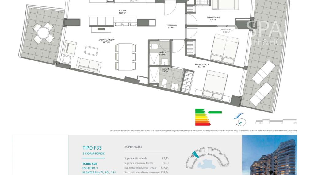 3 spálňový apartmán v rezidenčnom komplexe s bazénmi a wellnes , 800 m od mora, neďaleko Valencia