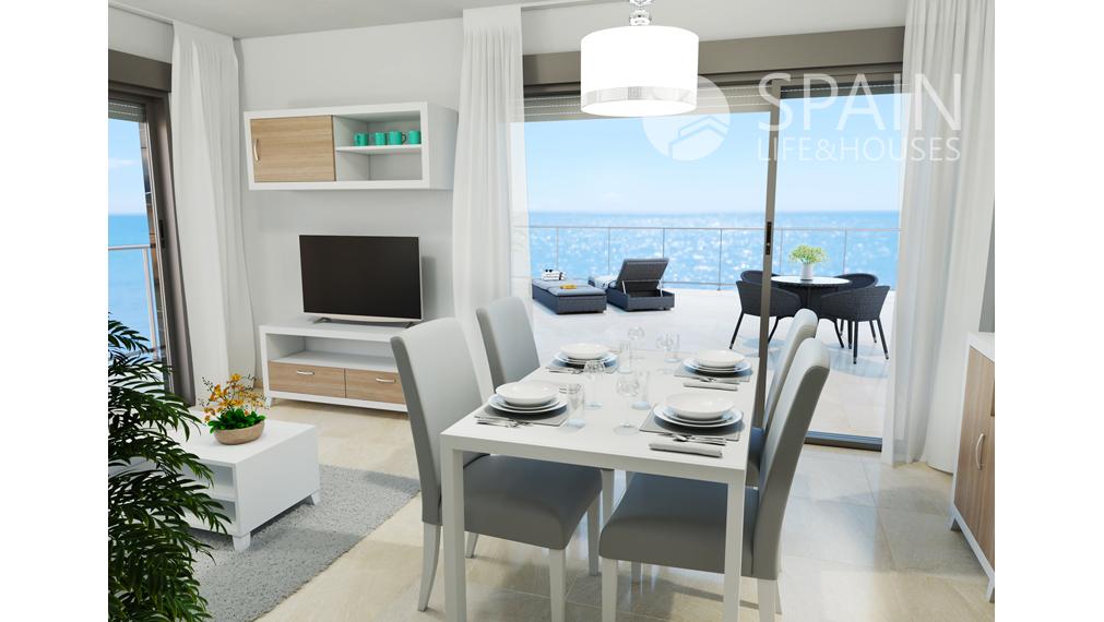 2-bedrom completly furnished apartament with name "City Gardens", in first sea line  with comunal pools and jacuzi, Oropesa, Valencia