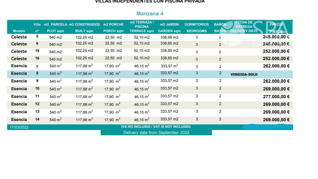 VILLA SELESTE. New detached villas with private pool in inland, Calasparra, Murcia