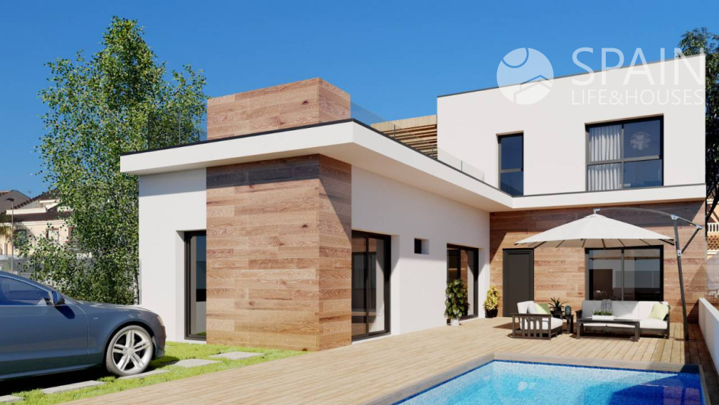 New construction villa with private pool and 3km from the beach in San Javier, Murcia. Delivery in December 2022