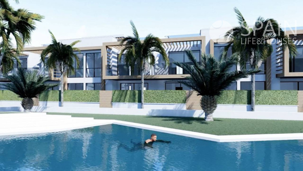 Newly built 2 bedroom first floor townhouse with communal pool in Villamartin, Orihuela Costa, Alicante 5 km from the beach. Finished in march 2023