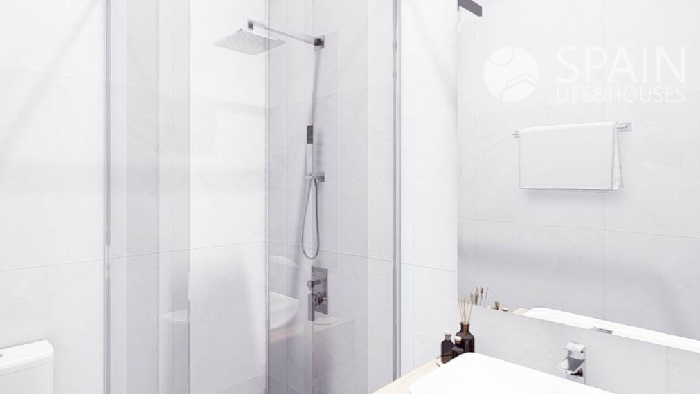 Newly built 2 bedroom first floor townhouse with communal pool in Villamartin, Orihuela Costa, Alicante 5 km from the beach. Finished in march 2023