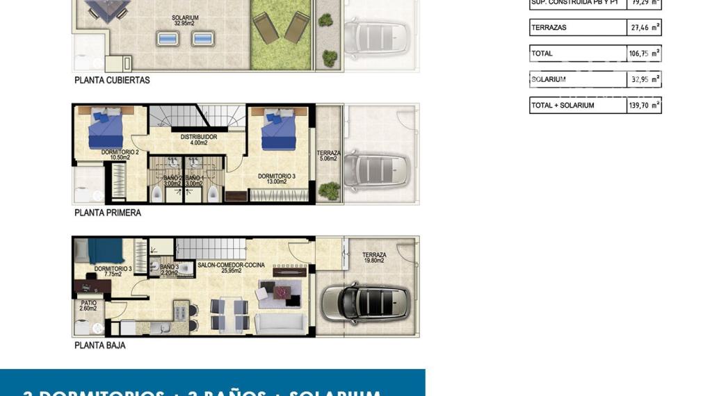 3- bedroom semi-detached house in Torrevieja, 5minute from the beach- delivery 2022