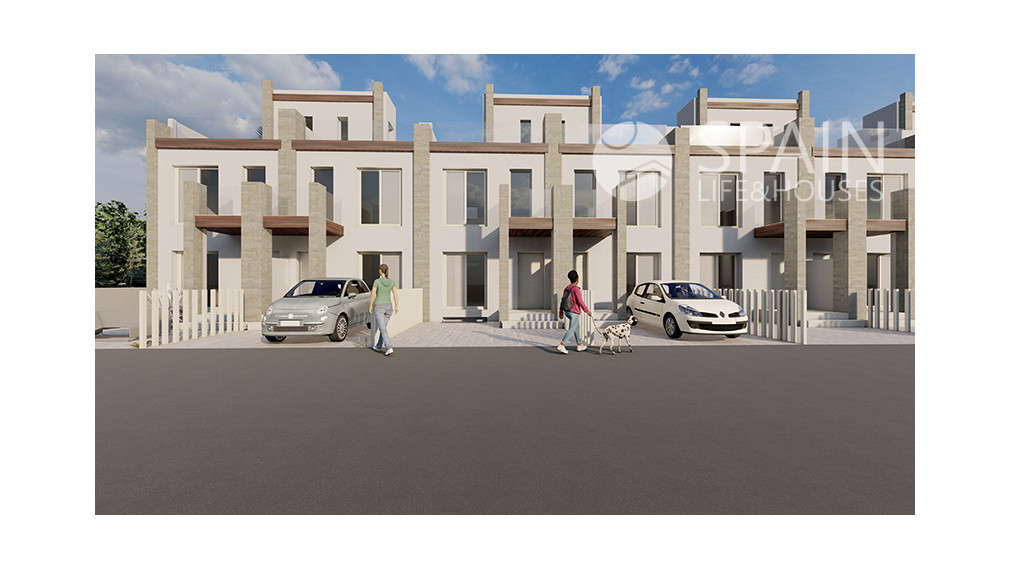 Project Mari-nos, magnificent new built bungalows in Santa Pola at 0.5 km from the beach, 15 km from the airport and 1.5 km from the center.
