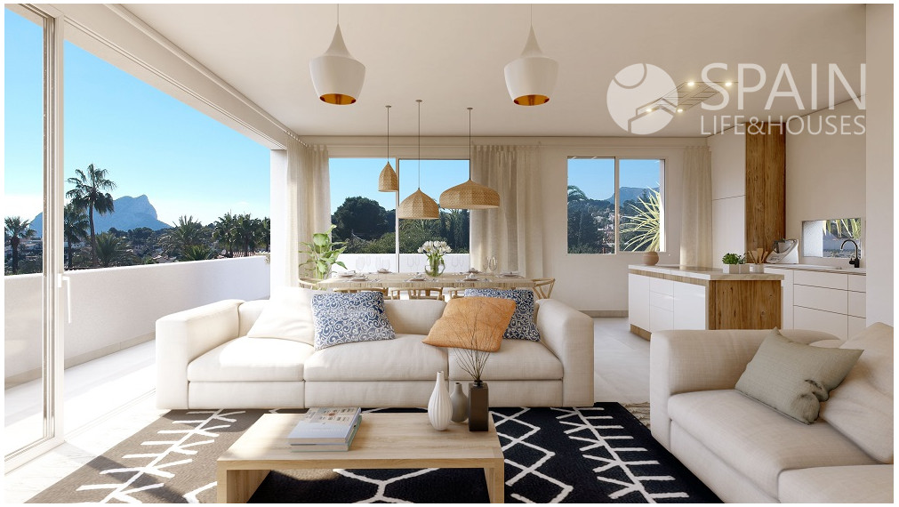 Magnificent luxury villa, Ibiza style, with beautiful views of the sea and the Peñon d'Ifach.