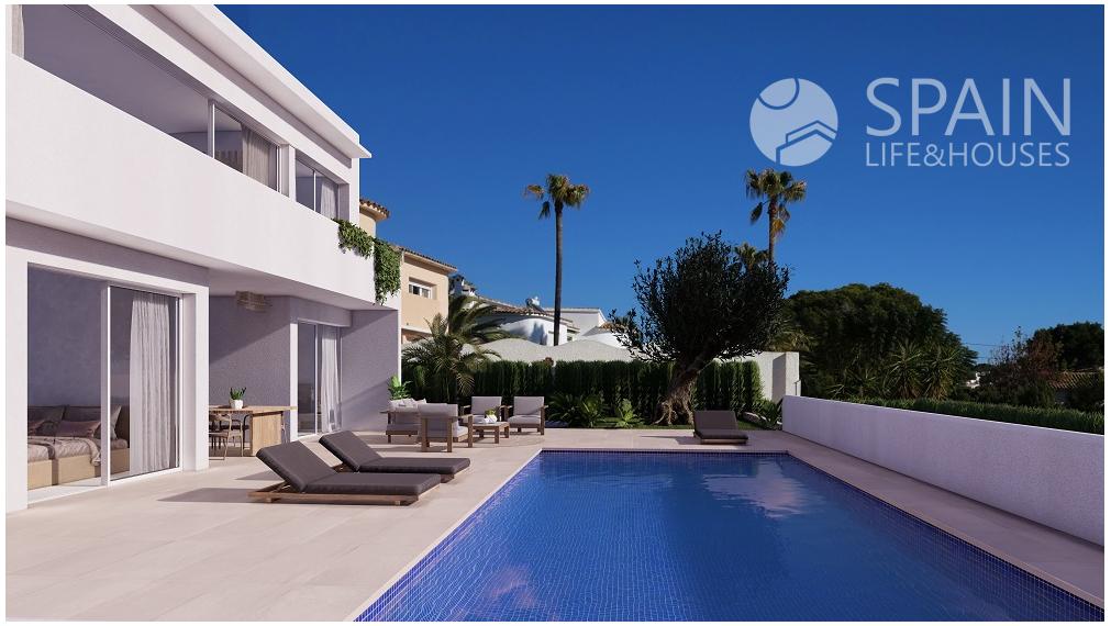 Magnificent luxury villa, Ibiza style, with beautiful views of the sea and the Peñon d'Ifach.