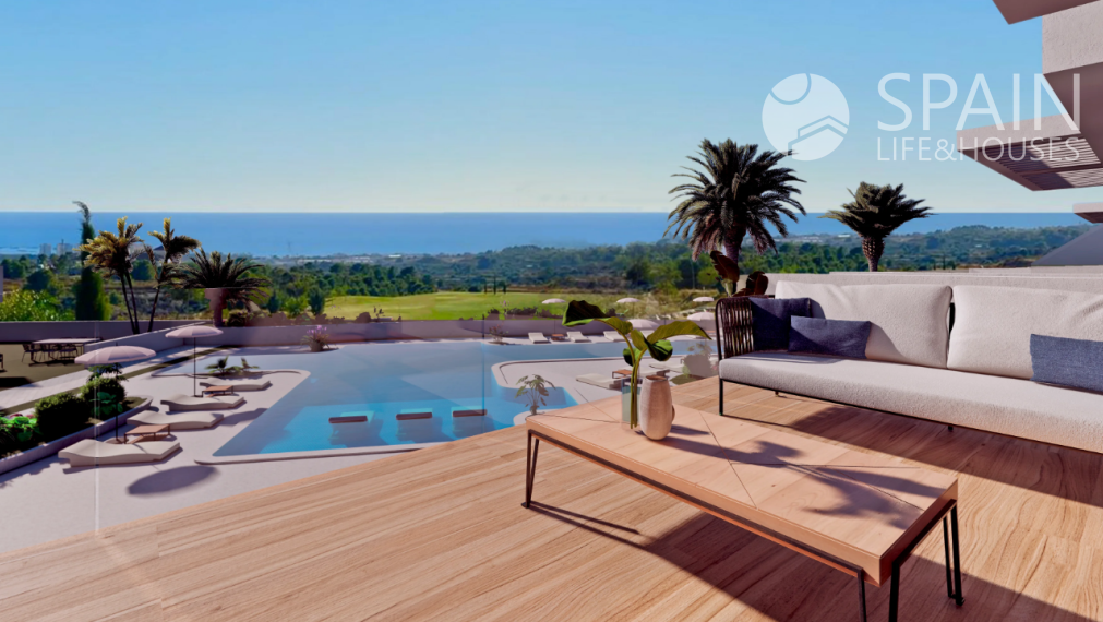 Great new flats next to the golf course and with sea view