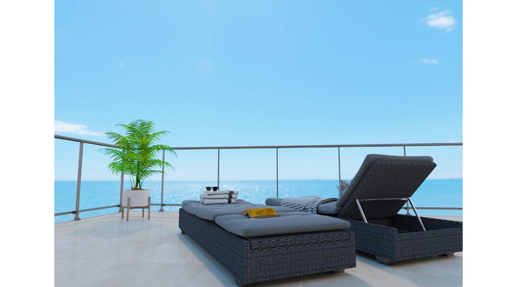 2-bedrom completly furnished apartament with name "City Gardens", in first sea line  with comunal pools and jacuzi, Oropesa, Valencia