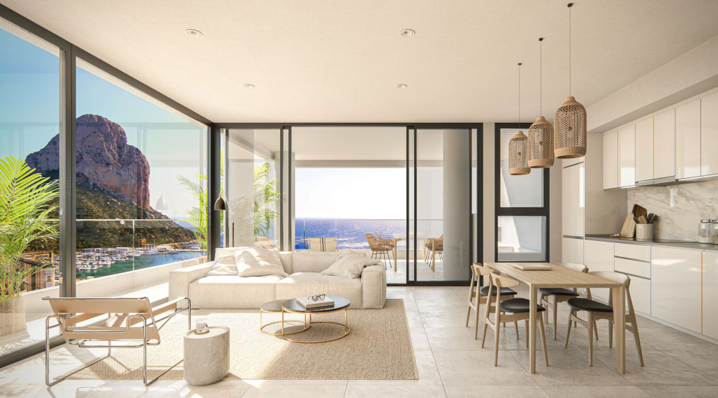 Great homes with 1, 2, 3 or 4 bedrooms with sea views in a beautiful urbanization in Calpe.