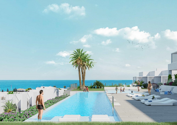 Novostavba - domy pri pláži s 2 spálňami a nádherným výhľadom na more vo Villajoyosa; Costa Blanca Sever