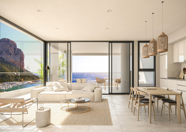 Great homes with 1, 2, 3 or 4 bedrooms with sea views in a beautiful urbanization in Calpe.
