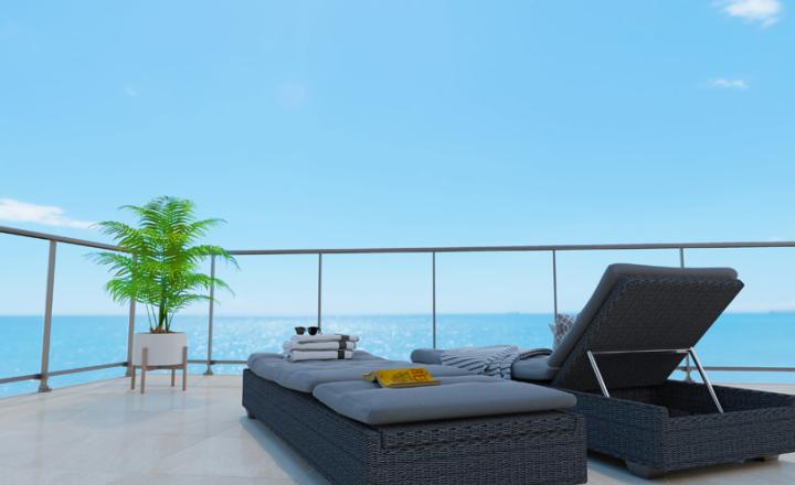 2-bedrom completly furnished apartament with name "City Gardens", in first sea line  with comunal pools and jacuzi, Oropesa, Valencia