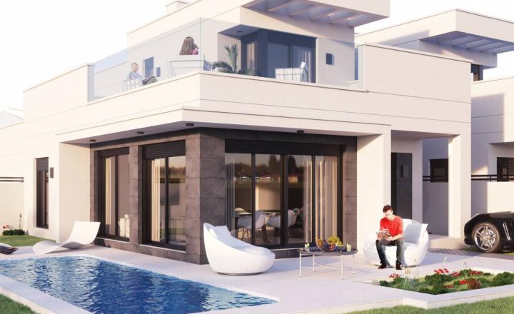 Newly built semi-detached villa with private pool and 6 km from the beach in San Fulgencio, Alicante. Delivery November 2023