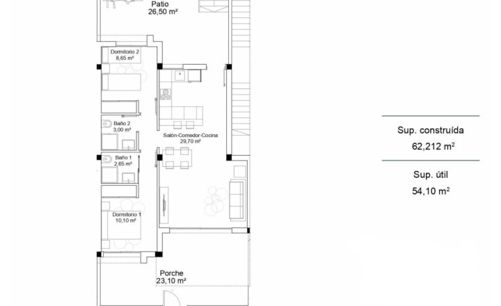 Newly built 2 bedroom first floor townhouse with communal pool in Villamartin, Orihuela Costa, Alicante 5 km from the beach. Finished in march 2023 - fotografia 9