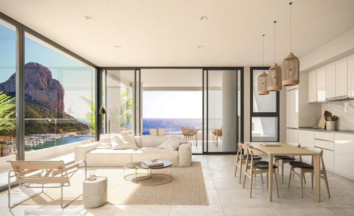 Great homes with 1, 2, 3 or 4 bedrooms with sea views in a beautiful urbanization in Calpe.
